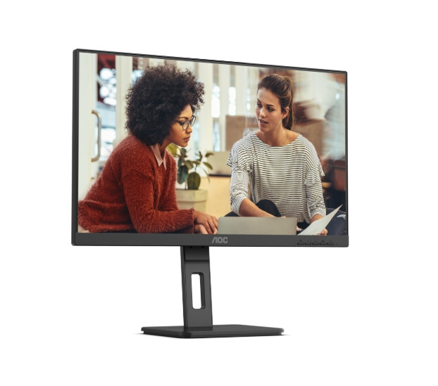 Монитор - AOC 24E3QAF, 23.8" IPS WLED, 1920x1080@75Hz, 4ms GtG, 300cd m/2, 1000:1, 20M:1 DCR, Adaptive Sync, FlickerFree, Low Blue Light, 2Wx2, Tilt, Height Adjust, Pivot, Swivel, D-SUB, HDMI, DP