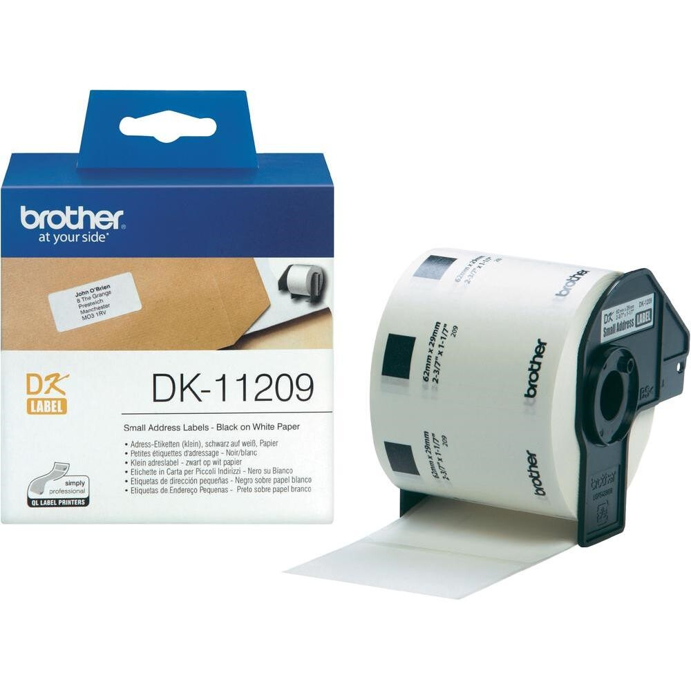 Консуматив - Brother DK-11209 Small Address Paper Labels, 29mmx62mm,  800 labels per roll, (Black on White)