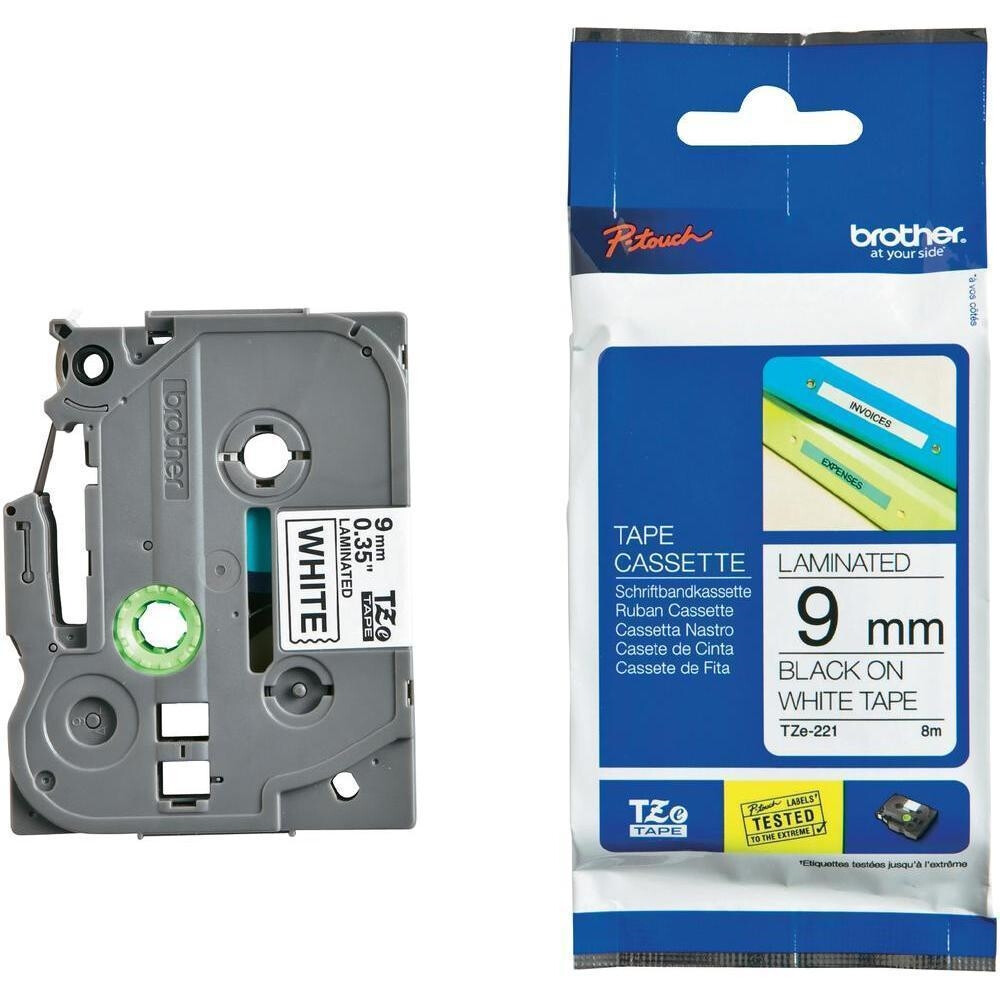 Консуматив - Brother TZe-221 Tape Black on White Laminated 9mm - Eco