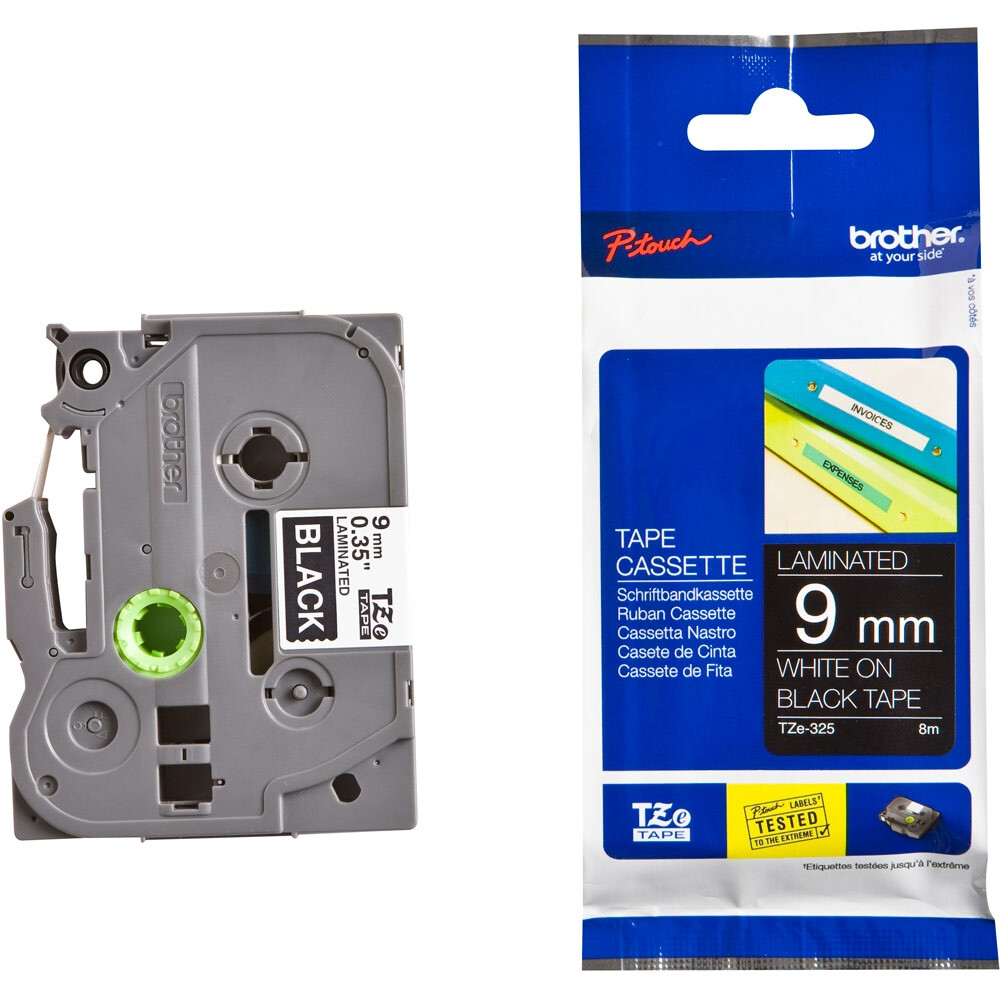 Консуматив - Brother TZe-325 Tape White on Black, Laminated, 9mm, 8m - Eco