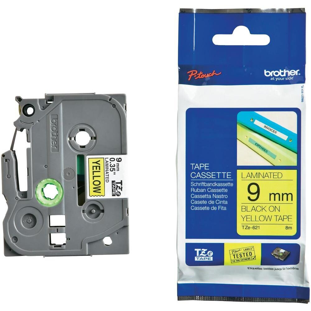 Консуматив - Brother TZe-621 Tape Black on Yellow, Laminated, 9mm Eco