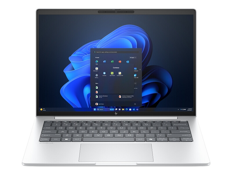Лаптоп - HP EliteBook 8 G1i AI 14" Glacier Silver, Ultra 7-255U(up to 5.2GH/12MB/12C), 14" WUXGA AG 300nits, 32GB 5600Mhz 1DIMM, 1TB PCIe SSD, WiFi 7 + BT 5.4, Backlit Kbd, FPR, Smart Card Reader, 3C Batt, Win 11 Pro, 3Y Offsite
