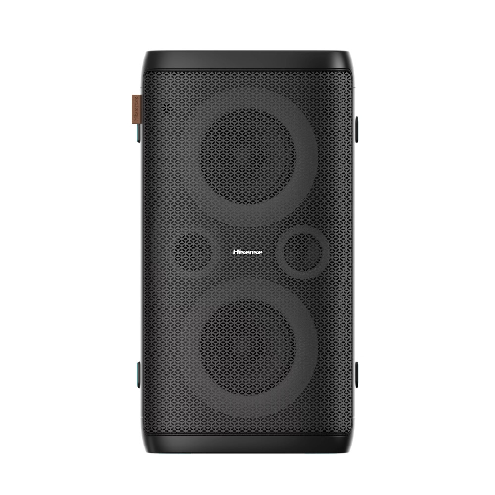 Аудио система - Hisense Party Rocker One Plus (HP110) Bluetooth Speaker with 300W Power, Built-in Woofer, Karaoke Mode, Built-in Wireless Charging Pad, AUX Input and Output, USB, 15 Hour Long-Lasting Battery 4 x 2500Ah, 2x mics included, Black