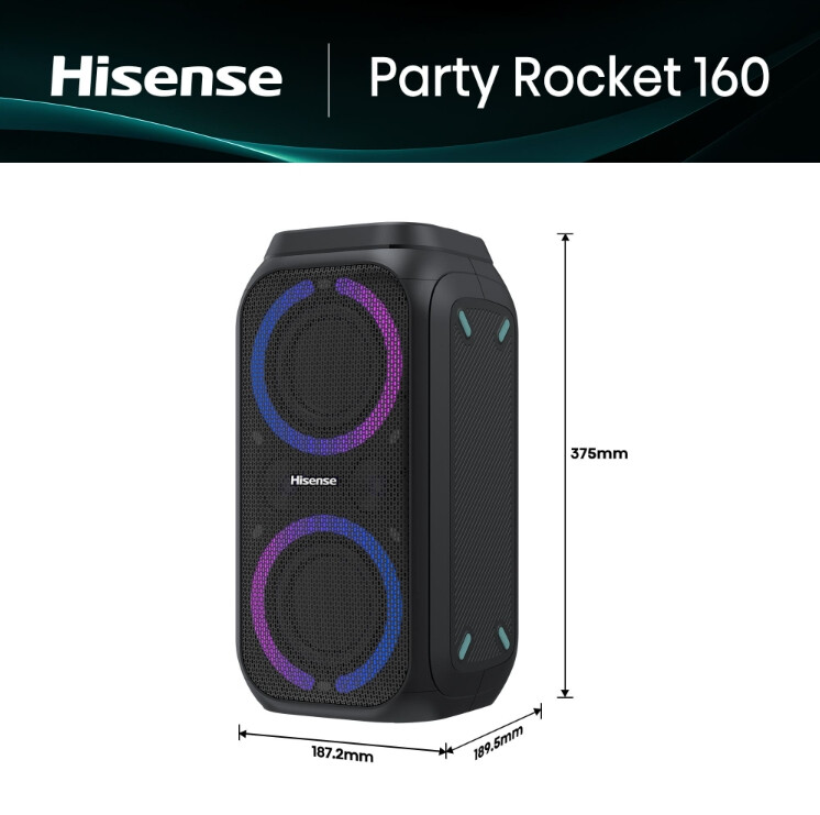 Аудио система - Hisense Party speaker 2.0 Ch., 160W, BT, 12h play, Black