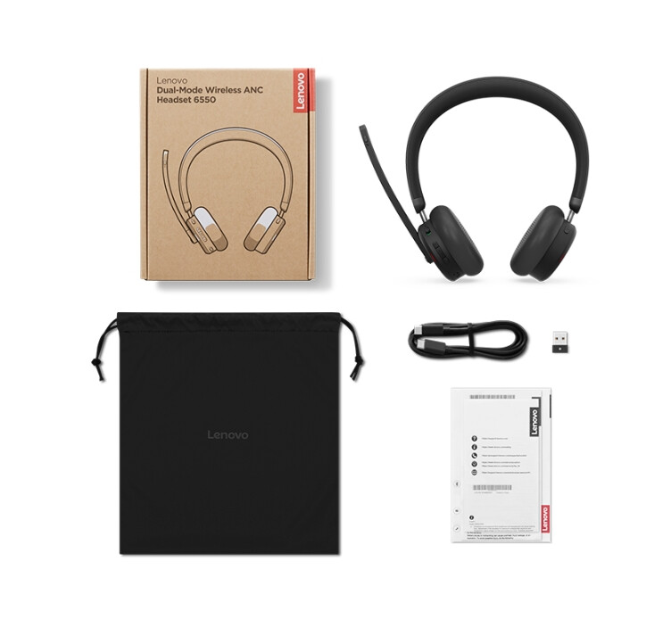 Слушалки - Lenovo Dual-Mode Wireless ANC Headset 6550 (USB-A, Teams)