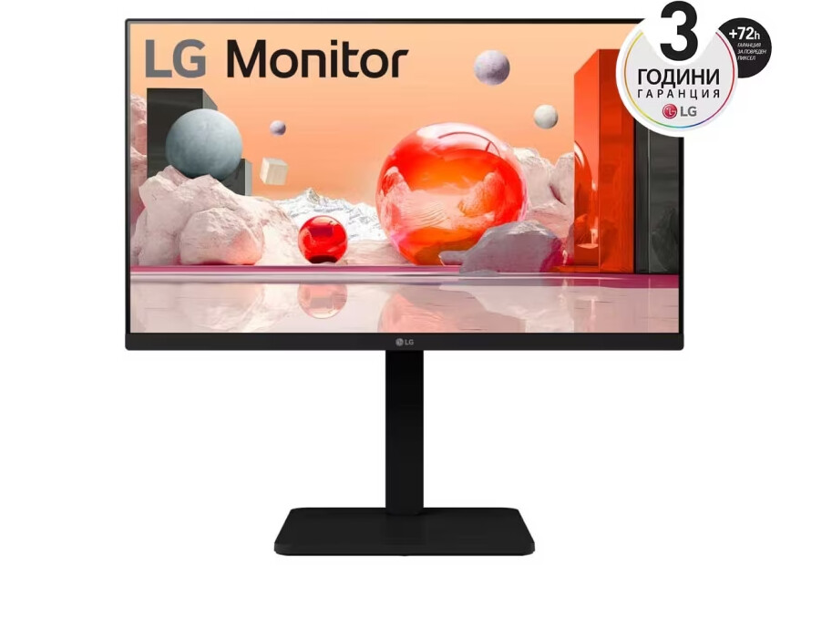 Монитор - LG 24BA550-B, 23.8" IPS LED AG, 200cd/m2, Full HD 1920x1080, 100Hz, sRGB 95% , D-Sub, Display Port, HDMI, USB 5 Gbps, Speaker 2W x 2, Tilt, Height, Swivel, Pivot, Reader Mode, LG Switch app, Black