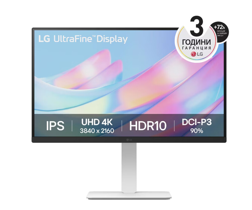 Монитор - LG 27US550-W, 27" UHD 4K, IPS Panel Anti-Glare, 5ms, 1000:1, 300cd/m, 3840x2160, DCI-P3 90% t, HDR 10, HDMI, DisplayPort, Dynamic Action Sync, LG Switch,  Headphone out, Height / Pivot / Tilt Adjustable Stand, Black/White