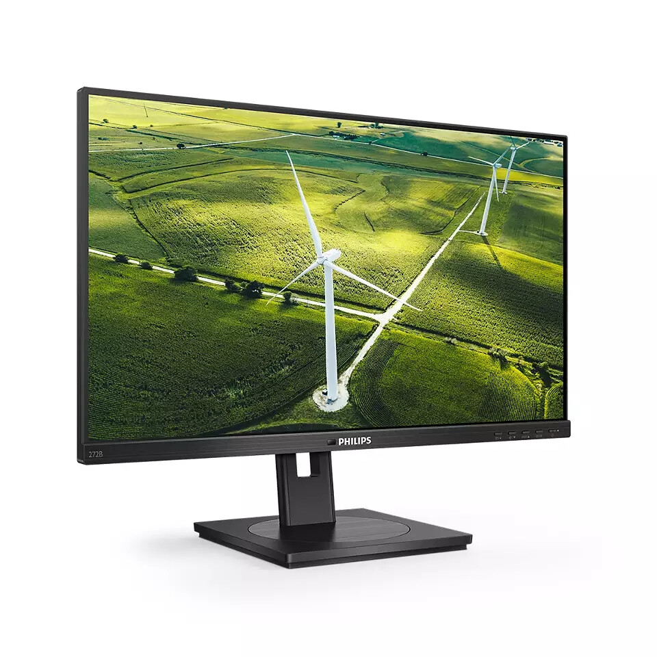 Монитор - Philips 272B1G, 27" IPS WLED, 1920x1080@75Hz, 4ms GtG, 250 cd/m2, 1000:1, 50M:1 DCR, Adaptive Sync, FlickerFree, Low Blue Mode, 2Wx2, Tilt, Height Adjust, Pivot, Swivel, D-SUB, DVI, HDMI, DP, USB hub