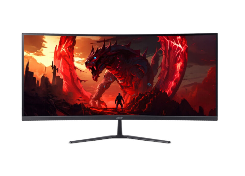 Монитор - Acer Nitro ED340CURJ0bmiipx, 34'' Curved 1500R WQHD (3440x1440), VA, 120Hz, 100M:1, 250 nits,  4ms (GTG)/1ms (VRB), 99% sRGB, FreeSync Premium, HDR10, 2xHDMI, DP, Audio Out, ZeroFrame, Speakers 2x2W, Tilt, VESA, Energy Class F, Black, 2Y