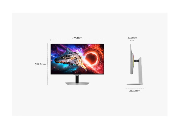 Монитор - Samsung 32'' LS32HG800SU Odyssey OLED G8 4K 3840x2160 0.03ms 240Hz Glare Free DP 2.1 (UHBR20) & USB-C (98W) Silver