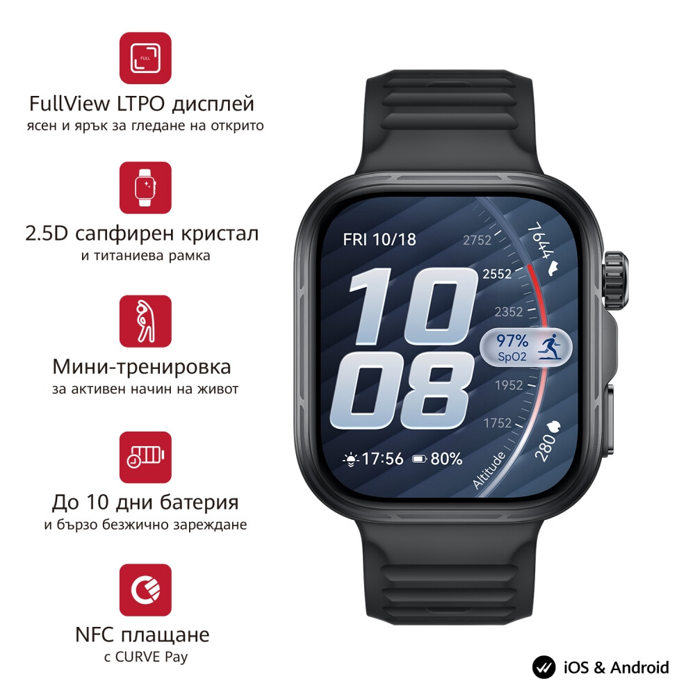 Часовник - Huawei Watch Fit 5 Pro Niki-B29F Black