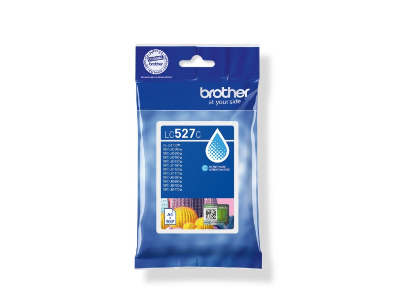 Консуматив - Brother LC527C Cyan Ink Cartridge for MFCJ5010DW/MFCJ5110DW - 900 page yield