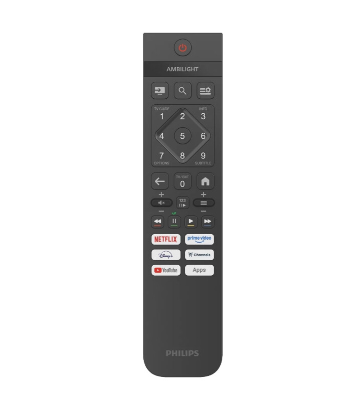 Телевизор - Philips 40PQS6901/12, 40'' QLED, FHD (1920x1080), DVB-T/T2/T2-HD/C/S/S2, 60Hz, 3 sided Ambilight, Pixel Plus HD, WCG 90% DCI, HDR10, HLG, Titan 3.0 OS , 3*HDMI, 2*USB, WiFi 4, 12W RMS, Black