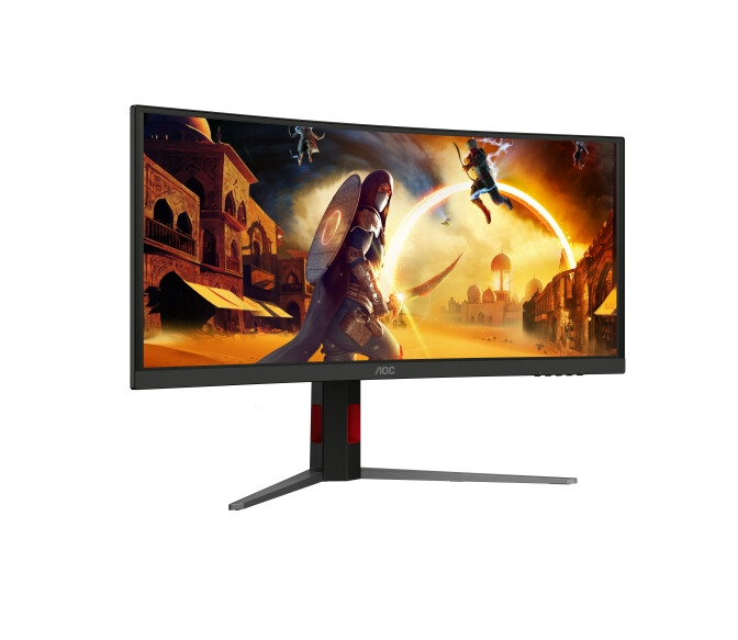Монитор - AOC CU34G4ZCA, 34" Curved 1500R, Fast VA, WLED, 3440x1440@250Hz, 1ms GtG, 0.3ms MPRT, 450cd m/2, 3000:1, Adaptive Sync, FlickerFree, Low Blue Light, Tilt, Height Adjust, Swivel, 2xHDMI, DP, USB hub