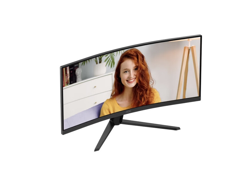 Монитор - AOC CU34B3E, 34" Curved 1500R, VA, WLED, 3440x1440@120Hz, 4ms GtG, 1ms MPRT, 300cd m/2, 3500:1, 50M:1 DCR, Adaptive Sync, FlickerFree, Low Blue Mode, Tilt, HDMI, DP