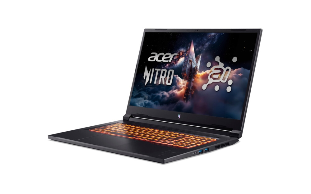 Лаптоп - Acer Nitro V17, NG-ANV17-41-R14D, AMD Ryzen R7 260 ( up to 5.1GHz, 16MB), 17.3" FHD(1920x1080)IPS 144Hz, 1*16GB DDR5 (1 slot free), 1024GB PCIe NVMe SSD, NVIDIA GeForce RTX 4050 6GB GDDR6, Wi-Fi AX, BT, Win 11 Home, Black