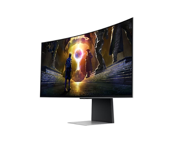 Монитор - Samsung LS34DG850, 34'' CURVED Odyssey G8 OLED, 1800R, 175 Hz, 0.1 ms GTG, 21:9, 3440 x 1440, Smart, 2xUSB C, Mini DP, Micro HDMI 2.1, Wi-Fi 5, BT 5.2, Speakers, 178°/178°, Silver