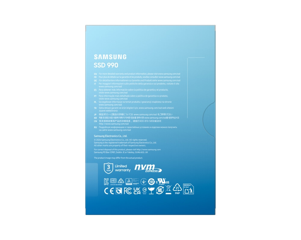 Твърд диск - Samsung SSD 990 2TB PCIe 4.0 NVMe M.2 V-NAND Read 7250 MB/s Write 6450 MB/s