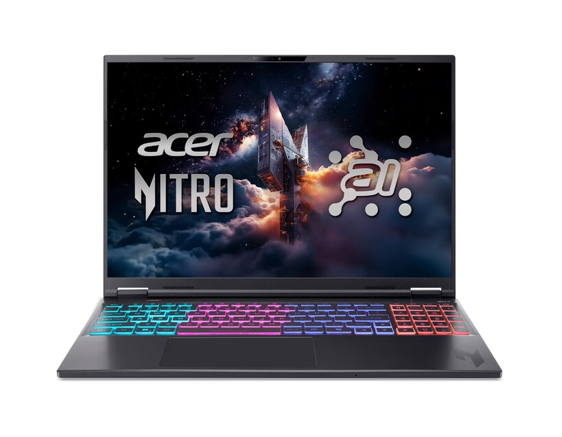 Лаптоп - Acer Nitro 16S AI, AN16S-61-R28Q , AMD Ryzen AI 9 365 (up to 5.0Ghz, 24MB), 16" WQXGA (2560x1600)IPS 180Hz, 16GB, 1024GB, GeForce RTX 5070 8GB GDDR7, WiFi 6E, BT 5.3, No Os, Black + Acer Nitro KG240YP0bi, 23.8''