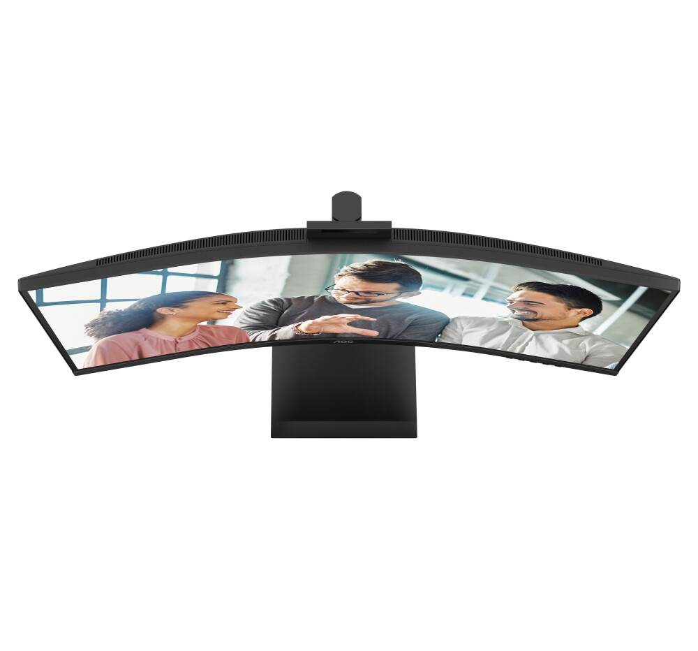 Монитор - AOC CU34E4CW, 34" Curved 1500R, VA, WLED, 3440x1440@120Hz, 4ms GtG, 1ms MPRT, 350cd m/2, 3500:1, 50M:1 DCR, Adaptive Sync, FlickerFree, Anti-Blue Light, 5Wx2, Webcam 5MP, Tilt, Height Adjust, Swivel, 2xHDMI, DP, USB hub, KVM, RJ45