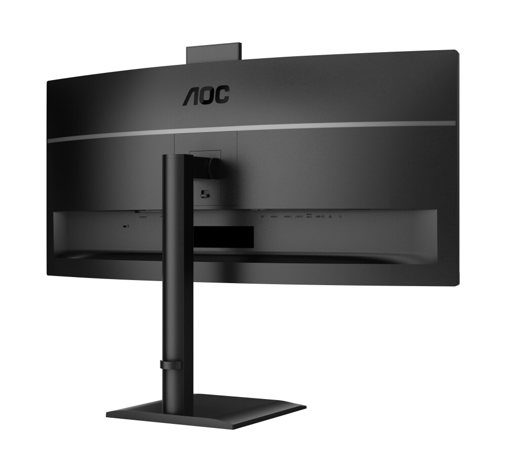 Монитор - AOC CU34E4CW, 34" Curved 1500R, VA, WLED, 3440x1440@120Hz, 4ms GtG, 1ms MPRT, 350cd m/2, 3500:1, 50M:1 DCR, Adaptive Sync, FlickerFree, Anti-Blue Light, 5Wx2, Webcam 5MP, Tilt, Height Adjust, Swivel, 2xHDMI, DP, USB hub, KVM, RJ45