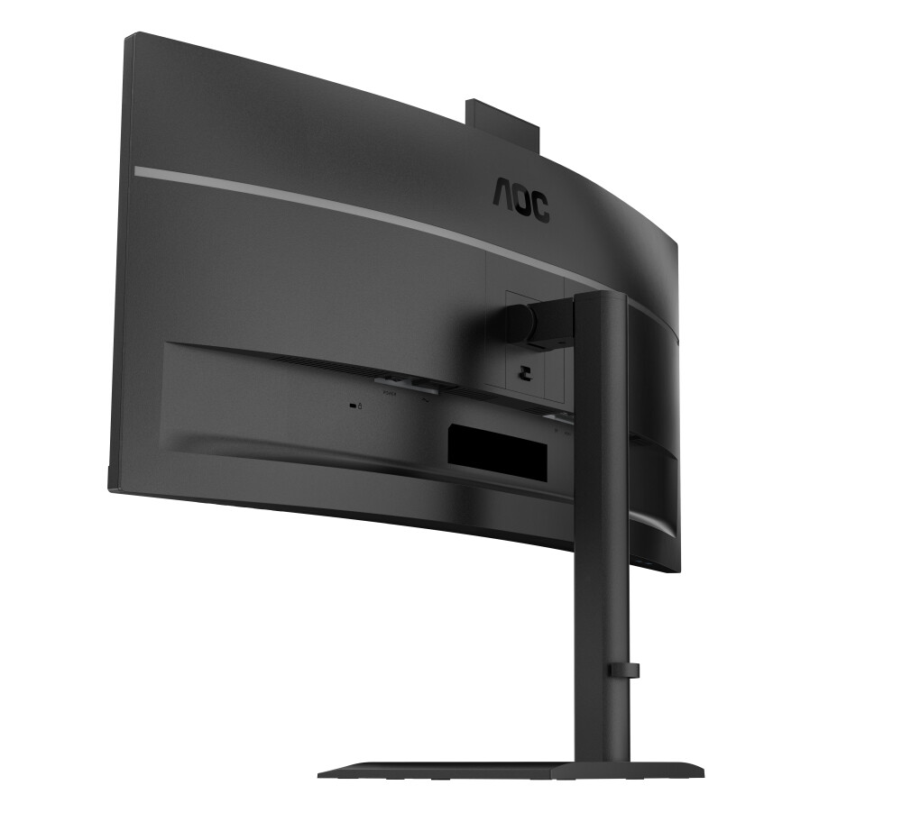 Монитор - AOC CU34E4CW, 34" Curved 1500R, VA, WLED, 3440x1440@120Hz, 4ms GtG, 1ms MPRT, 350cd m/2, 3500:1, 50M:1 DCR, Adaptive Sync, FlickerFree, Anti-Blue Light, 5Wx2, Webcam 5MP, Tilt, Height Adjust, Swivel, 2xHDMI, DP, USB hub, KVM, RJ45