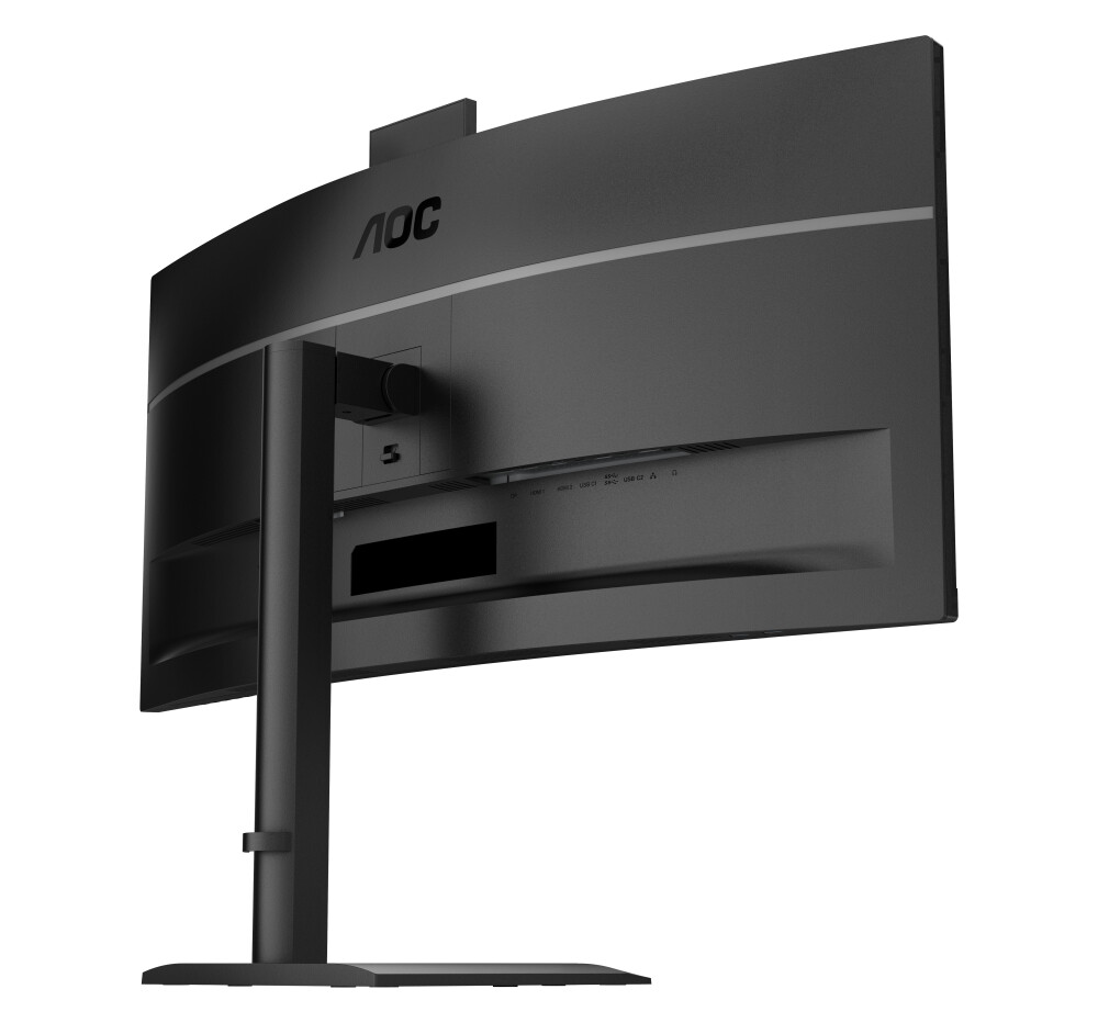 Монитор - AOC CU34E4CW, 34" Curved 1500R, VA, WLED, 3440x1440@120Hz, 4ms GtG, 1ms MPRT, 350cd m/2, 3500:1, 50M:1 DCR, Adaptive Sync, FlickerFree, Anti-Blue Light, 5Wx2, Webcam 5MP, Tilt, Height Adjust, Swivel, 2xHDMI, DP, USB hub, KVM, RJ45