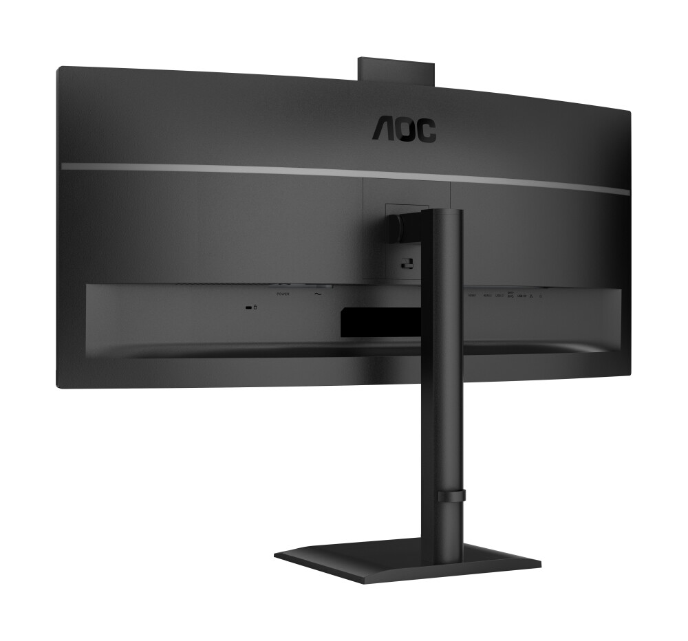 Монитор - AOC CU34E4CW, 34" Curved 1500R, VA, WLED, 3440x1440@120Hz, 4ms GtG, 1ms MPRT, 350cd m/2, 3500:1, 50M:1 DCR, Adaptive Sync, FlickerFree, Anti-Blue Light, 5Wx2, Webcam 5MP, Tilt, Height Adjust, Swivel, 2xHDMI, DP, USB hub, KVM, RJ45