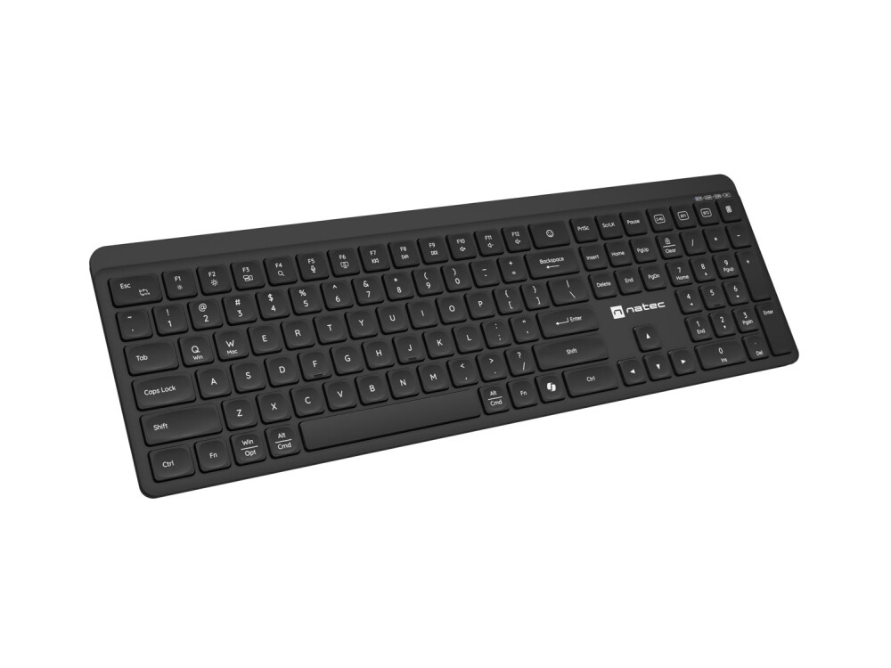 Клавиатура - Natec Wireless Keyboard Tang US, BT+2.4GHz, Silent, Slim, Black