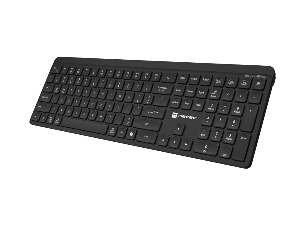 Клавиатура - Natec Wireless Keyboard Tang US, BT+2.4GHz, Silent, Slim, Black